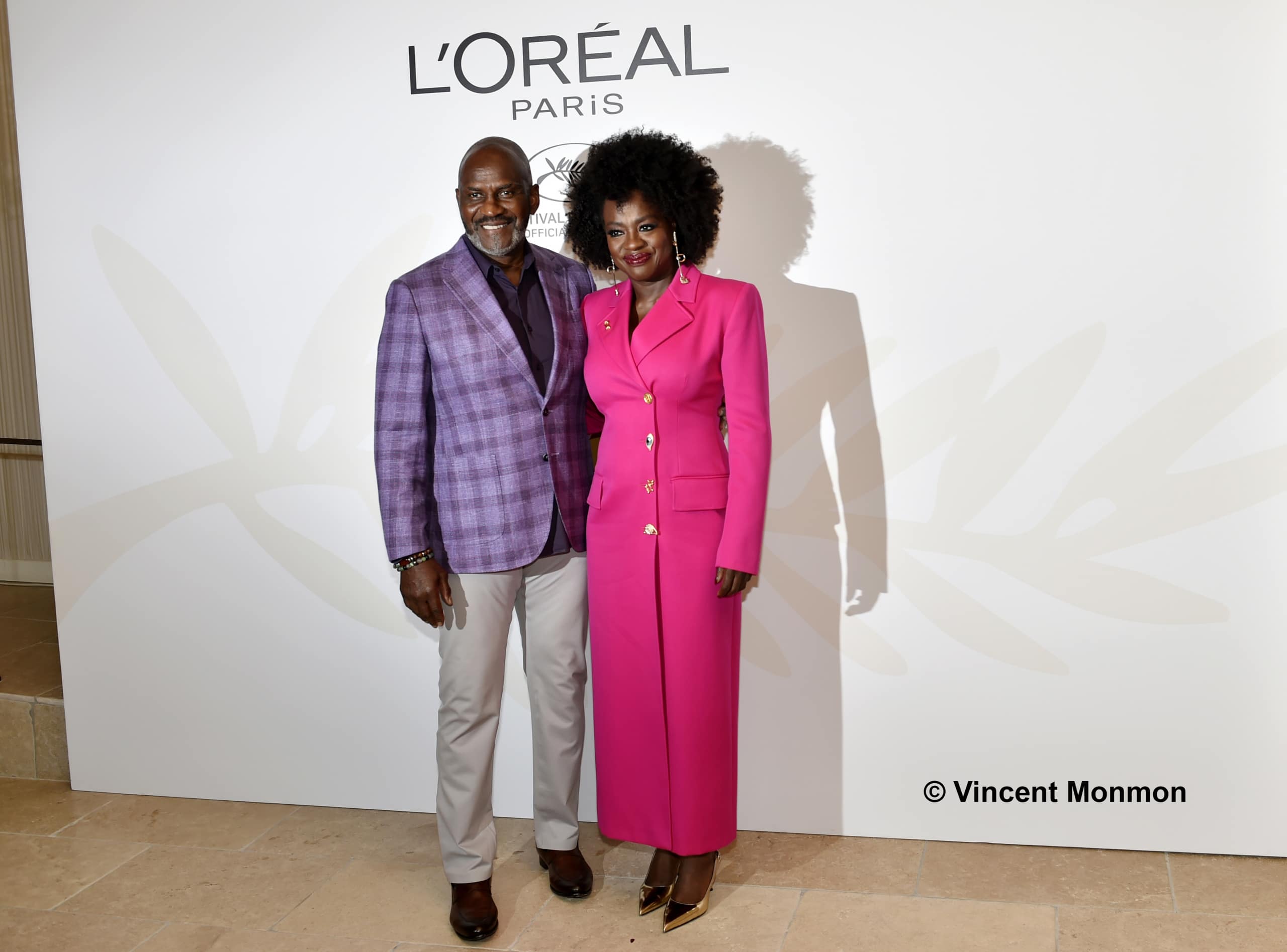 Julius Tennon;Viola Davis au photocall du dîner "L'Oréal"