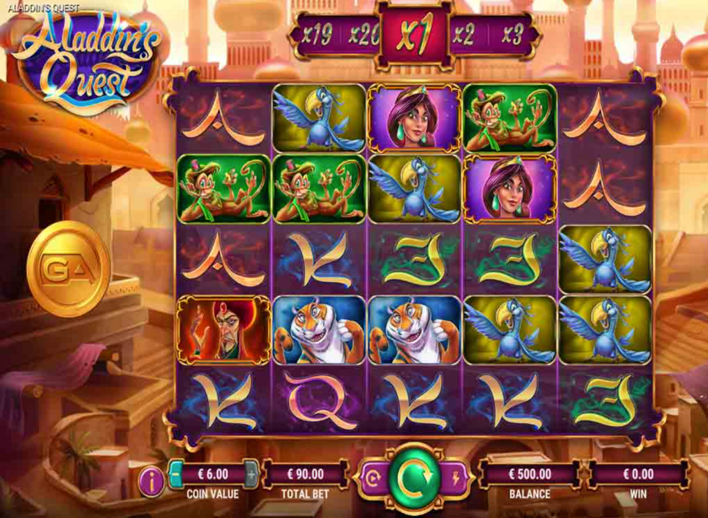 Capture d'écran du jeu de machines à sous Aladdin's Quest 