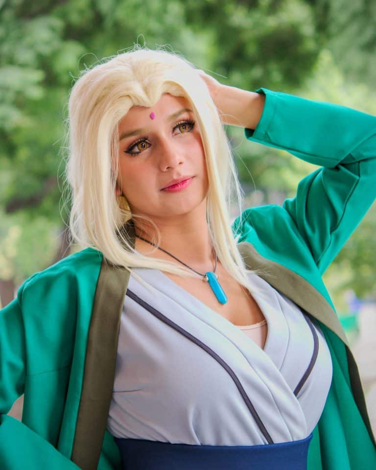 A Woman Cosplaying Tsunade