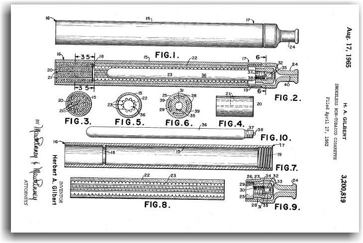 Brevet Herbert A. Gilbert 1965 - smokeless non-tobacco cigarette